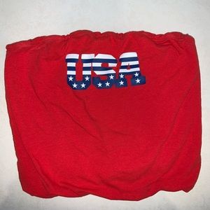 red cropped USA tube top